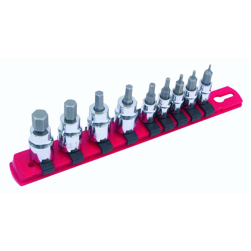 Hex Bit Socket Set Metric 9 Piece On Molded Rail